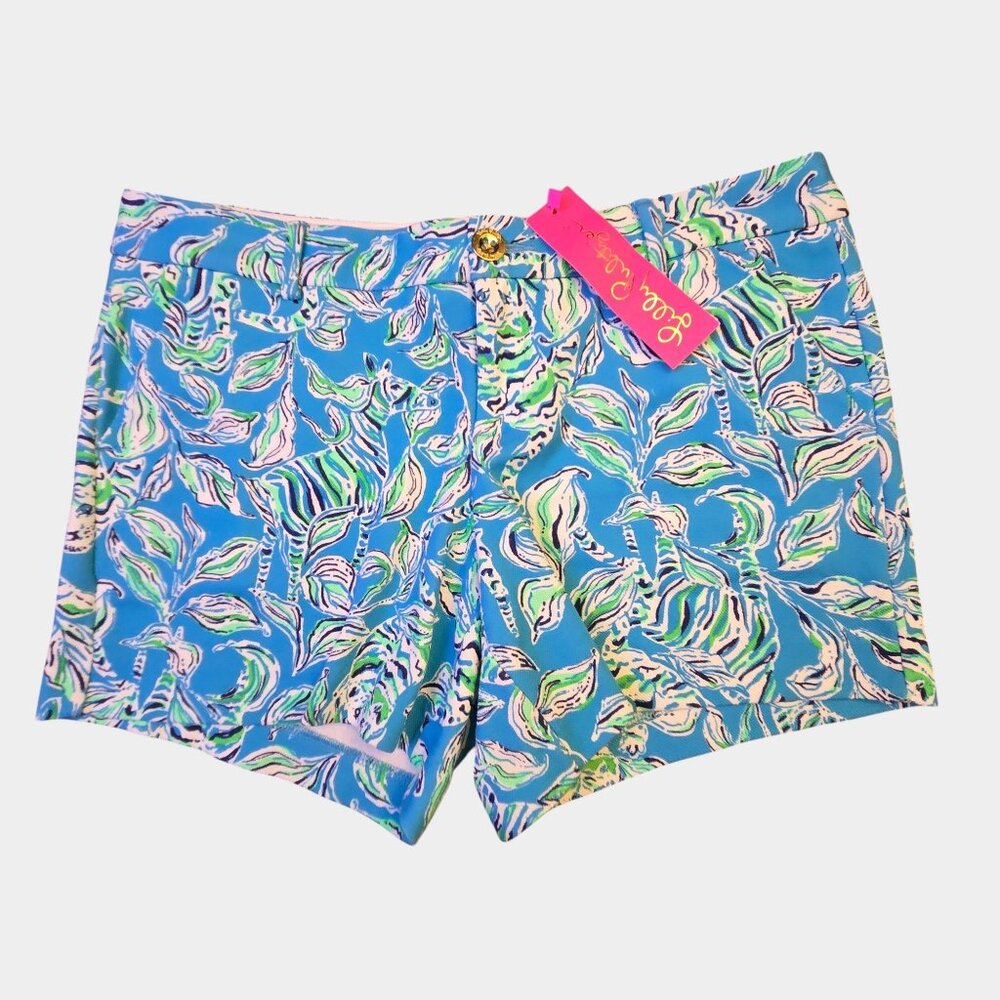Lilly Pulitzer Callahan Knit Short Turquoise Oasis Outta Line 8 Beach Resort NWT